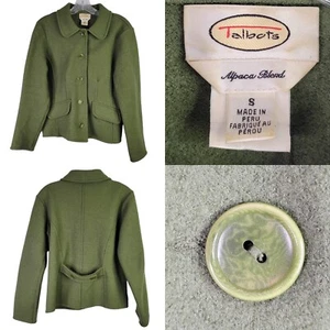 Talbots Blazer Coat Womens Size 8 Green Wool Alpaca Blend Button Front - Picture 1 of 9