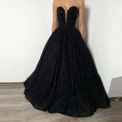 Black Wedding Dresses A-line Sweetheart Sleeveless Gothic Lace Up Bridal Gowns - Image 1 of 4