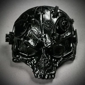 Schwarz Geist Totenkopf Steampunk Maskerade Maske Herren Damen Kostüm Party Gesichtsmaske - Bild 1 von 7