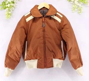 Women's Comfy 80's Vintage Puffer Down Ski Jacket Reversible Brown Retro Sz 10 - Picture 1 of 11