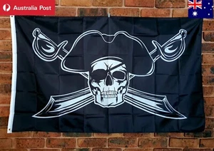 Pirate Skull Flag Jolly Rodger Swords Banner Collectable Mancave Gift 150x90 cm - Picture 1 of 11