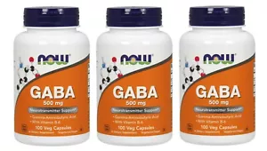 Now Foods GABA 500 mg 100 Tablets x 3 Bottles Neurotransmitter Support NEW - Picture 1 of 1