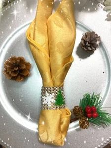 Napkin Rings Set of 6 Rhinestone Silver Reindeer,Tree,SnowflakeChristmas NR00162 - Picture 1 of 12