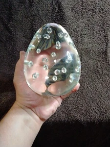 Licio Zanetti Murano Glas kontrollierte Bläschen signiert großes Studio Glas Ei 5,5 Zoll - Bild 1 von 11