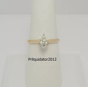 1/2CT Natural Marquise Diamond Solitaire Engagement Wedding Ring 14K Yellow Gold - Picture 1 of 13