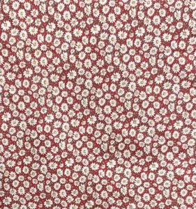 Vintage Joan Kessler Concord White Daisy Floral on Red Cotton Fabric 3.5”+ - Picture 1 of 1