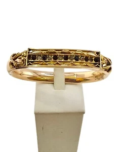 Antico raro bracciale oro pieno e pietre—Il bracciale orchidea di Allison Mfg. Co - Foto 1 di 13
