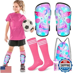 Lemmeko Soccer Shin Guards Kids Toddler Shin Guards with Girls Soccer Socks,D - Picture 1 of 5