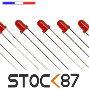 258DR# LED 3mm ronde rouge diffusant dispo 10, 25, ou 100pcs - Bild 1 von 1