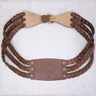 MULBERRY Leather Belt Women's LARGE Brown Pebbled Brass Buckle Chain Link Boho