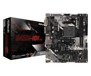 ASRock AMD B450M-HDV R4.0 Micro ATX DDR4 Motherboard - Imagen 1 de 5
