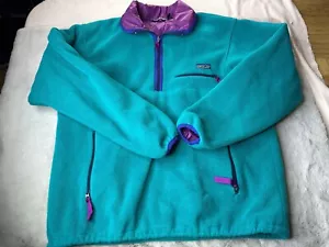Vintage Patagonia 80er Pullover 1/4-Reißverschluss Herren Large hergestellt in den USA türkis lila 29311 - Bild 1 von 12