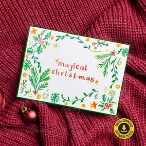 Foldable Digital Card-Instant Printable Christmas Holiday Greeting-Magic Forest - Picture 1 of 5