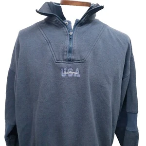Boss America USA Brookhurst Sweatshirt Mens zip Large Blue Vintage Cotton Blend - Picture 1 of 6
