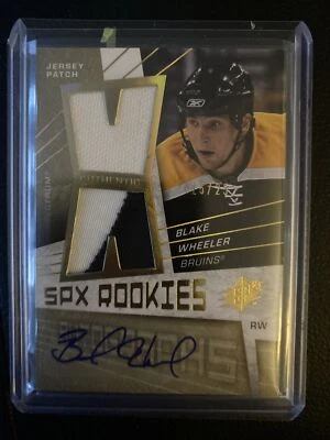 2008-09 UD SPx Rookie Gold Auto Patch #/25 Blake Wheeler #186 Rare SP Jets - Image 1 of 2