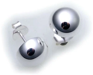 Damen Ohrringe Ohrstecker Silber 925 Halbkugel 12 mm Stecker Sterlingsilber Neu - Picture 1 of 2