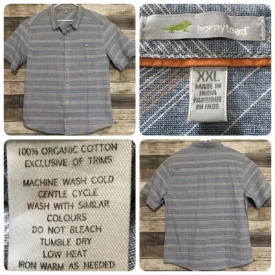 Horny Toad Stripe Button Front Shirt Men’s XXL Blue 100% Organic Cotton (B5) - Image 1 of 4