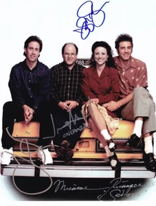 Elenco de miembros de Seinfeld +4 foto autógrafa firmada a mano certificado de autenticidad - Imagen 1 de 1