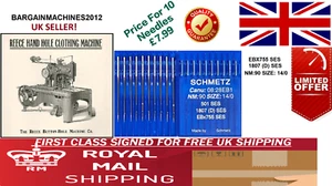 REECE 101 KEY B/HOLE SCHMETZ 501SES NM90S=14 EBX755 SES INDUS SEWING MCHN NEEDLE - Picture 1 of 3