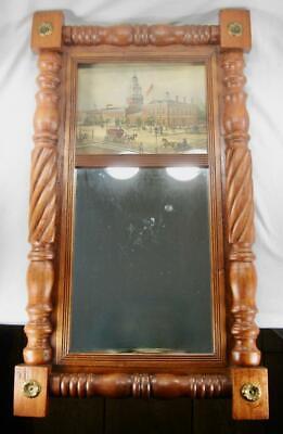 Trumeau Mirror Antique Victorian Independence Hall Goupil Print Turned Wood (O2) • 124.99£