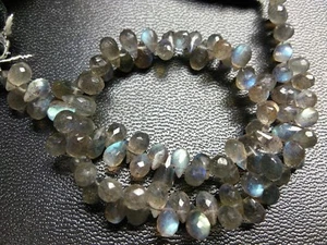 AAA Labradorite Teardrop Faceted Briolette Beads 4x6 mm | 6" Strand - Picture 1 of 5