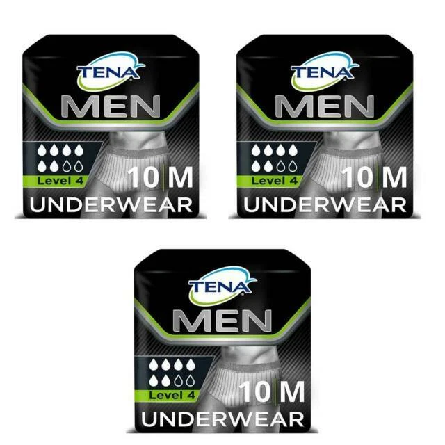 Tena Premium Fit Protective Underwear Level 4 for Men, Medium - 3 Pack