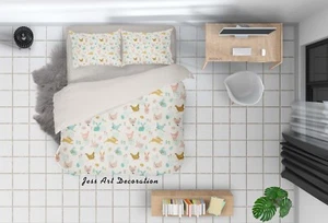 3D Chicken Rabbit Pattern Kids Quilt Cover Set Duvet Cover Bedding Pillowcases - Picture 1 of 6