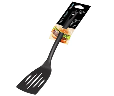 Slotted Turner Spatula Flipper Black Nylon Non Stick Heat Resistant Cooking Tool - Image 1 of 4
