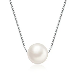 Women Sterling Silver Cultured Freshwater Pearl Pendant Necklace Gifts for Girl - Picture 1 of 7