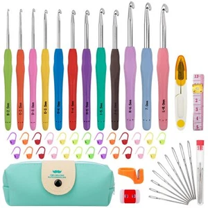 MECHEER Crochet Hooks 12 Sizes Crochet Hook Set 51 Pack Yarn Crochet Kit for ... - Picture 1 of 7