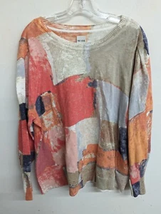 Nic + Zoe Womens Printed Abstract Geo Sunrise Sweater Pullover Size 1X - Picture 1 of 6
