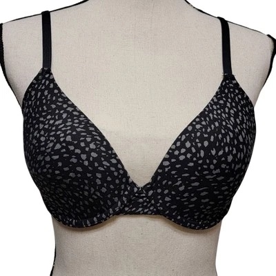 Sujetador Camiseta H Halston Everyday Comfort Mujer Talla 34C Negro Gris Estampado Animal Foto 1 de 4