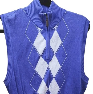 Nuevo con etiquetas Chaleco Suéter de Golf Martin Para Hombres Pima Algodón Argyle Talla Mediana Azul 1/4 Cremallera NUEVO Foto 1 de 4