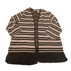 Alfred Dunner Cardigan Sweater Women's Sz M Medium Black White Open Front Career - Picture 1 of 4