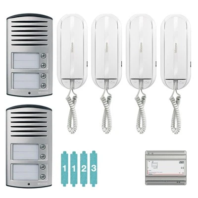 Bticino Kit citofono Quadrifamiliare doppio ingresso Sprint a 2 fili - 4 chiamat