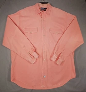 Vintage Ralph Lauren Hemd Herren XL Salmom Button Down Heavy Canvas Baumwolle USA 90s - Bild 1 von 10
