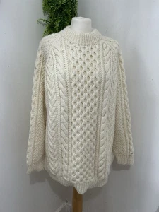 Vintage Handmade Cable Knit Jumper Aran chunky cable knit retro fisherman Uk 16 - Picture 1 of 15