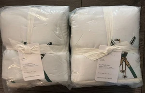 Pottery Barn Alpine Ski Sherpa Back King Size Pillow Shams-Set Of 2-New W/ Tags - Picture 1 of 4
