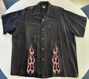 Chemise homme Johnny daim 2XL noire avec flammes et boutons métal - Photo 1/6