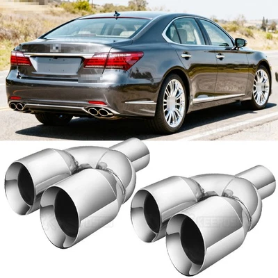 Pair Dual Exhaust Pipe Tail Muffler Tip Throat Tailpipe For Lexus LS 460 LS 500 - Image 1 of 4