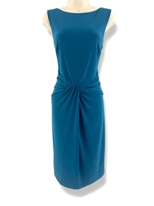 American Living Teal Sleeveless Draped Sheath Dress Size 14 Classy Office Career - Picture 1 of 7