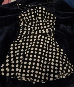 URBAN OUTFITTERS Black polka dot Marbella Painterly Halter dress size S BNWT - Picture 1 of 4