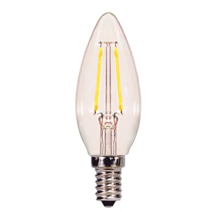 Satco S21700 120V Clear E12 Candelabra 180 lm. B11 Filament LED Bulb 2.5W - Picture 1 of 2