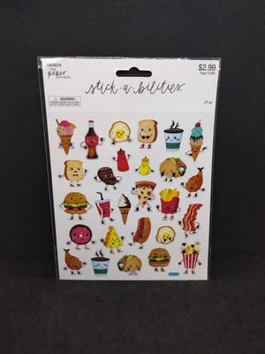The paper studio stick a bilities Food foil stickers 27pc Foodie Happy Snacks  - Image 1 of 3