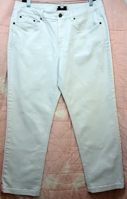 Pantalones blancos Jones New York Sport para mujer 12 elásticos pierna recta tiro medio NALCN Foto 1 de 4