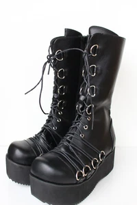 Schuhe Dame Plateau Boots Stiefel Gr 40 Schwarz Gothic ungetragen - Bild 1 von 4