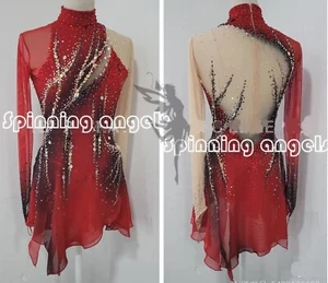Patinaje sobre Hielo Adulto Figura Patinaje Vestido Gimnasia Disfraz Rojo Teñido - Imagen 1 de 8