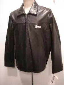 $500 Men's L Wilsons Kenneth Cole Black Leather Coors Embroidered Leather Jacket - Picture 1 of 18