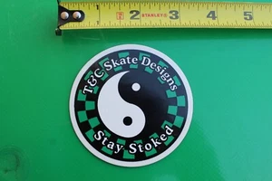 T&C Town and Country Surf Hawaii Surfboard Dark Geeen Checkered Retro STICKER - Picture 1 of 3
