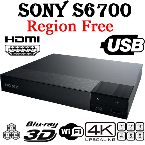 Sony S6700 Region Free DVD & BD ZONE ABC Blu-Ray Disc Player 4K Upscale 3D WIFI - Image 1 of 4